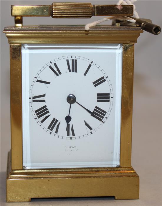 An early 20th century gilt brass carriage clock, 5.25in.